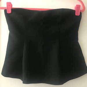 Zara Peplum Strapless Top (Small, Black)